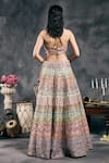 Shop_Vandana Sethi_Multi Color Silk Mirrors, Embroidery Round Neck Multi-color Lehenga Set _Online_at_Aza_Fashions