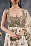 Buy_Vandana Sethi_Ivory Organza Embroidery, Mirrors Square Neck Kurta Set _Online_at_Aza_Fashions