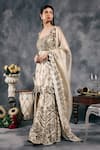 Buy_Vandana Sethi_Ivory Organza Embroidery, Mirrors Square Neck Kurta Set 