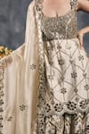 Shop_Vandana Sethi_Ivory Organza Embroidery, Mirrors Square Neck Kurta Set 