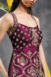 Shop_Vandana Sethi_Purple Silk Zari Square Neck Zardosi Embroidered Kurta Set _Online_at_Aza_Fashions