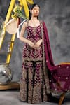 Buy_Vandana Sethi_Purple Silk Zari Square Neck Zardosi Embroidered Kurta Set _at_Aza_Fashions