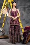 Buy_Vandana Sethi_Purple Silk Zari Square Neck Zardosi Embroidered Kurta Set 