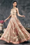 Shop_Vandana Sethi_Pink Silk , Embroidery, Sequins, Gota Patti Halter Lehenga Set _Online_at_Aza_Fashions