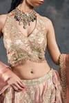 Buy_Vandana Sethi_Pink Silk , Embroidery, Sequins, Gota Patti Halter Lehenga Set 