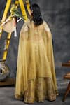 Vandana Sethi_Yellow Silk Organza Embroidery Square Neck Gota Fusion Lehenga Set _Online_at_Aza_Fashions