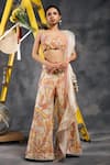 Buy_Vandana Sethi_Multi Color Organza Beads Sweetheart Neck Multi-color Embroidered Sharara Set _at_Aza_Fashions