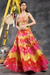 Shop_Vandana Sethi_Multi Color Silk Gota Patti, Tassels Multi-color Embroidered Lehenga Set _Online_at_Aza_Fashions