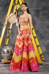 Buy_Vandana Sethi_Multi Color Silk Gota Patti, Tassels Multi-color Embroidered Lehenga Set 