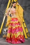 Shop_Vandana Sethi_Multi Color Silk Gota Patti, Tassels Multi-color Embroidered Lehenga Set 