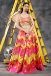 Vandana Sethi_Multi Color Silk Gota Patti, Tassels Multi-color Embroidered Lehenga Set _Online
