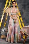 Buy_Vandana Sethi_Multi Color Chanderi Silk, Chiffon Tassels, Sequins, Multi-color Lehenga Set _Online_at_Aza_Fashions
