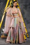 Buy_Vandana Sethi_Multi Color Chanderi Silk, Chiffon Tassels, Sequins, Multi-color Lehenga Set _at_Aza_Fashions