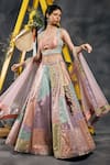 Buy_Vandana Sethi_Multi Color Chanderi Silk, Chiffon Tassels, Sequins, Multi-color Lehenga Set 