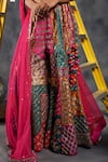 Buy_Vandana Sethi_Red Silk Sequins Halter Neck Multi-color Sharara Set 