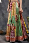 Vandana Sethi_Multi Color Chanderi Silk Pom-poms, Multi-color Gota Embroidered Lehenga Set _at_Aza_Fashions