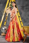 Shop_Vandana Sethi_Red Silk Gota Patti Square Neck Embroidered Classic Lehenga Set _Online_at_Aza_Fashions
