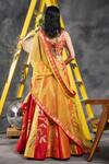 Vandana Sethi_Red Silk Gota Patti Square Neck Embroidered Classic Lehenga Set _Online_at_Aza_Fashions