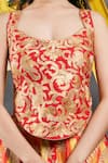 Vandana Sethi_Red Silk Gota Patti Square Neck Embroidered Classic Lehenga Set _Online