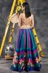Vandana Sethi_Blue Silk Gota Patti, Embroidery Halter And Green Fusion Lehenga With Blouse _Online_at_Aza_Fashions