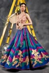 Shop_Vandana Sethi_Blue Silk Gota Patti, Embroidery Halter And Green Fusion Lehenga With Blouse _Online_at_Aza_Fashions