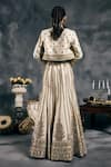 Vandana Sethi_Ivory Silk, Satin Mirrors, Embroidery V-, Round Fusion Lehenga Set _Online_at_Aza_Fashions