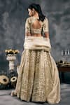 Vandana Sethi_Ivory Organza Beads, Embroidery V-neck Lehengas Set _Online_at_Aza_Fashions