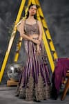 Buy_Vandana Sethi_Purple Silk Tassels Sweetheart Neck Mirror Embroidered Lehenga Set _at_Aza_Fashions