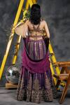 Vandana Sethi_Purple Silk Tassels Sweetheart Neck Mirror Embroidered Lehenga Set _Online_at_Aza_Fashions