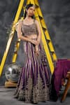 Vandana Sethi_Purple Silk Tassels Sweetheart Neck Mirror Embroidered Lehenga Set _at_Aza_Fashions