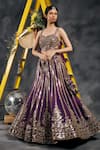 Buy_Vandana Sethi_Purple Silk Tassels Sweetheart Neck Mirror Embroidered Lehenga Set 