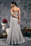 Vandana Sethi_Silver Net Sequins Halter Neck Fusion Lehenga Set _Online_at_Aza_Fashions