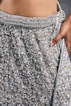 Vandana Sethi_Silver Net Sequins Halter Neck Fusion Lehenga Set _Online