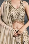 Buy_Vandana Sethi_Ivory Silk Embroidery Halter Neck And Gold Fusion Lehenga Set _Online_at_Aza_Fashions