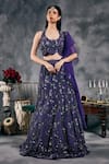 Buy_Vandana Sethi_Purple Silk Mirrors Halter Neck Embroidered Fusion Lehenga Set _Online_at_Aza_Fashions