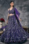 Vandana Sethi_Purple Silk Mirrors Halter Neck Embroidered Fusion Lehenga Set _at_Aza_Fashions