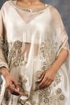 Shop_Vandana Sethi_Ivory Silk, Satin Mirrors Round Neck Gold Embroidered Kurta Set _Online_at_Aza_Fashions