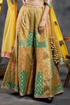 Buy_Vandana Sethi_Mustard Chanderi Silk Stones, Embroidery Sweetheart Neck Sharara Set 