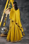 Vandana Sethi_Green Silk Tassels, Mirrors Embroidered Cape Lehenga Set _Online_at_Aza_Fashions