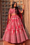 Buy_Amaltas Couture_Red Sequins, Zari, Embroidery Round Neck Raw Silk Lehenga Set _at_Aza_Fashions