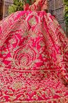 Amaltas Couture_Pink Silk, Net Embroidery, Beads Round Neck And Bridal Lehenga Set _Online_at_Aza_Fashions
