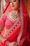 Amaltas Couture_Red Silk, Net, Organza Beads, Sequins, Zari Round Embroidered Bridal Lehenga Set _Online_at_Aza_Fashions