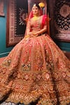 Buy_Amaltas Couture_Red Silk, Net Zari, Embroidery, Metallic Thread, Ruby Zardozi Lehenga Set _Online_at_Aza_Fashions