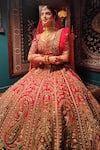 Buy_Amaltas Couture_Red Silk, Net Zari, Embroidery, Metallic Thread, Ruby Zardozi Lehenga Set 