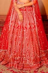 Buy_Amaltas Couture_Red Georgette, Net Sequins, Beads, Stones, Cut Work Bridal Lehenga Set _Online_at_Aza_Fashions