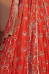 Buy_Amaltas Couture_Rust Tissue Sequins, Cut Work, Beads Round Neck Orange Bridal Lehenga Set _Online_at_Aza_Fashions