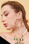 Buy_Dugran By Dugristyle_Maroon Crystals, Stones Gold-plated Hoop Earrings _Online_at_Aza_Fashions