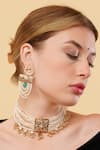 Buy_Dugran By Dugristyle_Gold Plated Pearls, Stones Zamrud Drop Earrings _at_Aza_Fashions