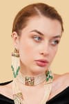 Buy_Dugran By Dugristyle_Green Beads, Stones Jahanara Gold-plated Drop Earrings _at_Aza_Fashions