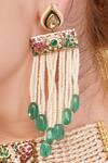 Buy_Dugran By Dugristyle_Green Beads, Stones Jahanara Gold-plated Drop Earrings _Online_at_Aza_Fashions